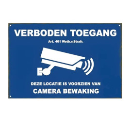 Metalen bord camerabewaking - 30 x 20 cm - skp12