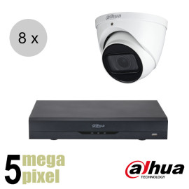 Dahua 5 megapixel CVI camerasysteem - 60m nachtzicht - motorzoom - starlight - 8 camera's - cvs881