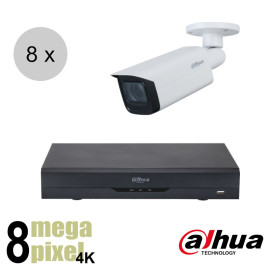 Dahua 4K CVI camerasysteem - 80m nachtzicht - motorzoom - starlight - 8 camera's - cvs883