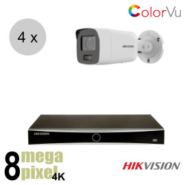 Hikvision 4K/8MP IP camerasysteem - 4 camera's - ColorVu - hik002