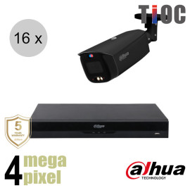Dahua 4MP IP cameraset - TiOC - 16 bullet camera's - actieve afschrikking - 2.8mm - 30m - ips164db4