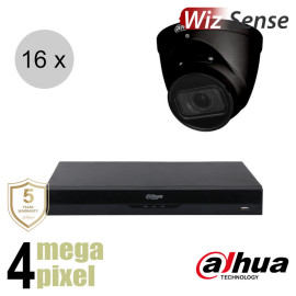 Dahua 4MP IP cameraset - WizSense - 16 turret dome camera's - motorzoom - starlight - 40m - ips164dtm2