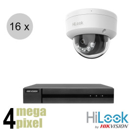 Hikvision 4MP IP cameraset - MD2.0 - 16 dome camera's - full colour - audio - 2.8mm - 30m - ips164hd1