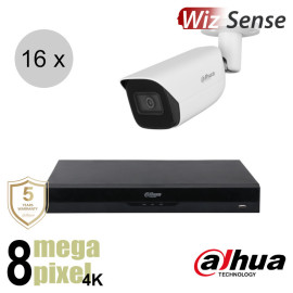Dahua 4K IP cameraset - WizSense - 16 bullet camera's - starlight - audio - 2.8mm - 30m - ips168db1