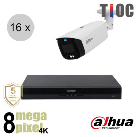 Dahua 4K IP cameraset - TiOC - 16 bullet camera's - actieve afschrikking - 2.8mm - 30m - ips168db3