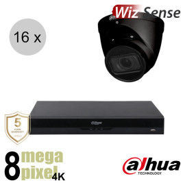 Dahua 4K IP cameraset - WizSense - 16 turret dome camera's - motorzoom - starlight - 40m - ips168dtm2