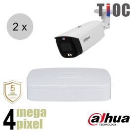 Dahua 4MP IP cameraset - TiOC - 2 bullet camera's - actieve afschrikking - 2.8mm - 30m - ips24db3