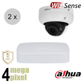 Dahua 4MP IP cameraset - WizSense - 2 dome camera's - motorzoom - starlight - 40m - ips24ddm1