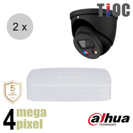 Dahua 4MP IP cameraset - TiOC - 2 turret dome camera's - actieve afschrikking - 2.8mm - 30m - ips24dt4