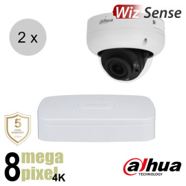 Dahua 4K IP cameraset - WizSense - 2 dome camera's - motorzoom - starlight - 40m - ips28ddm1