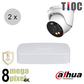Dahua 4K IP cameraset - TiOC - 2 turret dome camera's - actieve afschrikking - motorzoom - 40m - ips28dtm3