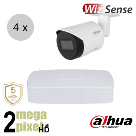 Dahua Full HD IP cameraset - WizSense - 4 bullet camera's - starlight - audio - 2.8mm - 30m - ips42db1