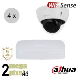 Dahua Full HD IP cameraset - WizSense - 4 dome camera's - starlight - audio - 2.8mm - 30m - ips42dd1