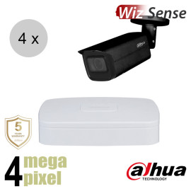 Dahua 4MP IP cameraset - WizSense - 4 bullet camera's - starlight - motorzoom - 60m - ips44dbm2