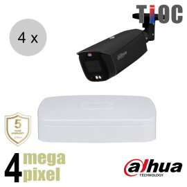 Dahua 4MP IP cameraset - TiOC - 4 bullet camera's - actieve afschrikking - motorzoom - 40m - ips44dbm4