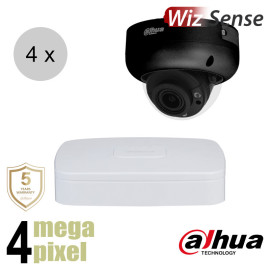 Dahua 4MP IP cameraset - WizSense - 4 dome camera's - motorzoom - starlight - 40m - ips44ddm2