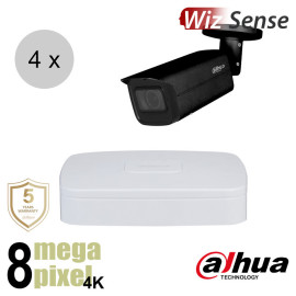 Dahua 4K IP cameraset - WizSense - 4 bullet camera's - motorzoom - starlight - 60m - ips48dbm2