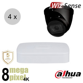 Dahua 4K IP cameraset - WizSense - 4 turret dome camera's - motorzoom - starlight - 40m - ips48dtm2