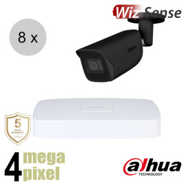 Dahua 4MP IP cameraset - WizSense - 8 bullet camera's - starlight - audio - 2.8mm - 50m - ips84db2