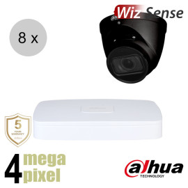 Dahua 4MP IP cameraset - WizSense - 8 turret dome camera's - motorzoom - starlight - 40m - ips84dtm2