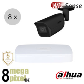 Dahua 4K IP cameraset - WizSense - 8 bullet camera's - starlight - audio - 2.8mm - 30m - ips88db2
