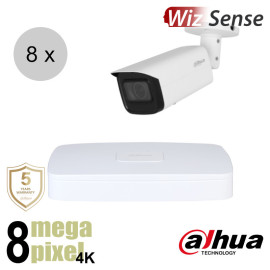 Dahua 4K IP cameraset - WizSense - 8 bullet camera's - motorzoom - starlight - 60m - ips88dbm1