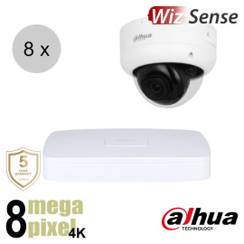 Dahua 4K IP cameraset - WizSense - 8 dome camera's - starlight - audio - 2.8mm - 30m - ips88dd1