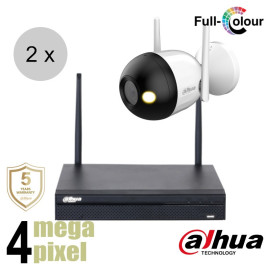 Dahua 4MP wifi camerasysteem - Full Colour - 2x bullet camera - wis24db1