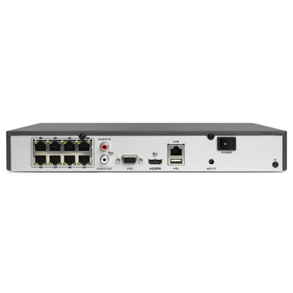 HKR Hikvision HWN-4108MH-8P 4K 8-kanaals NVR met 8x PoE & audio