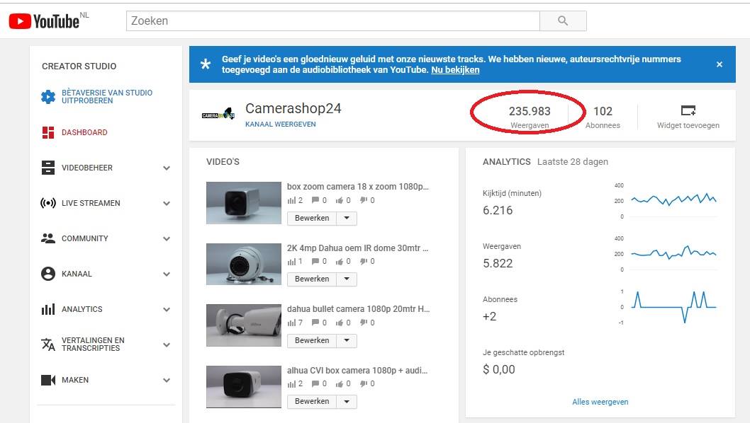 YouTube views Camerashop24