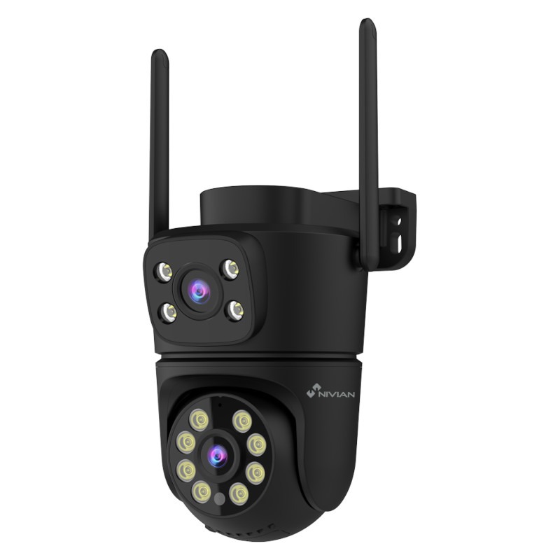 Nivian 3MP Dual Lens Smart IP Camera Zwart | Pan/Tilt & Autotracking – 0S6B-DUAL