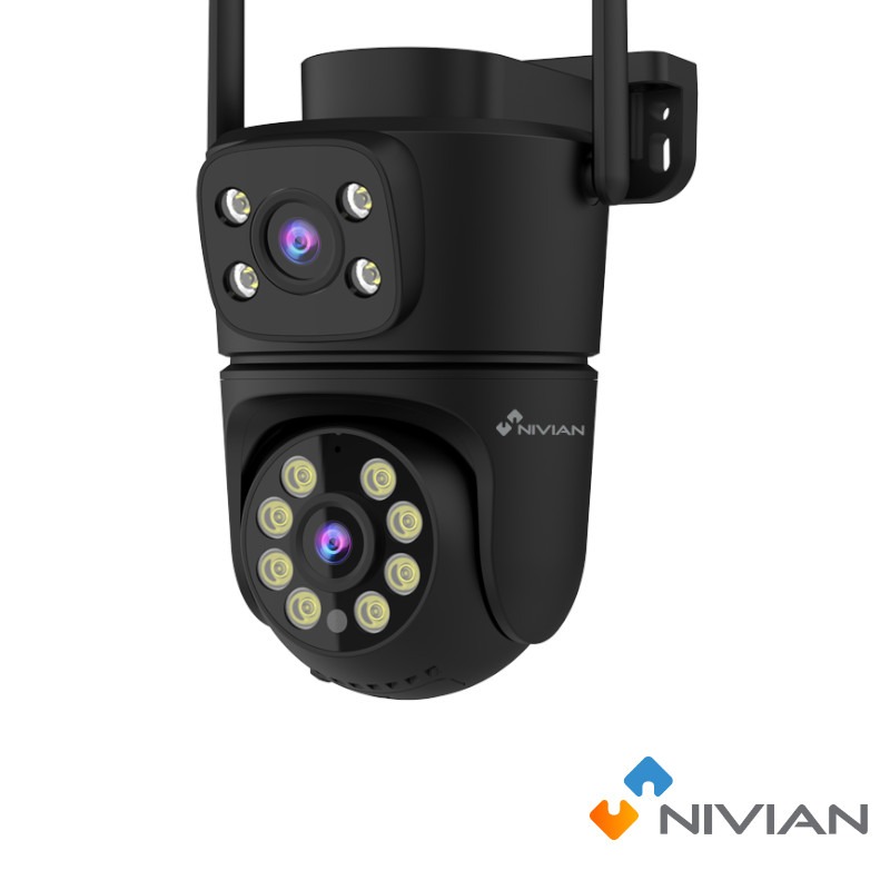 Nivian 3MP Dual Lens Smart IP Camera Zwart | Pan/Tilt & Autotracking – 0S6B-DUAL