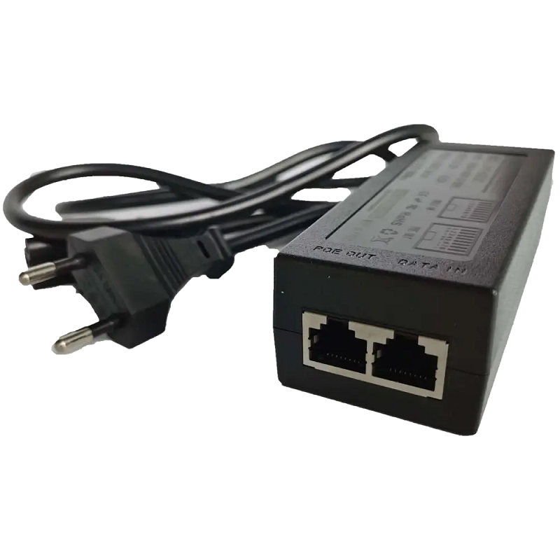 24V Passive PoE Injector 24W Gigabit RJ45 - 100 Meter - inj-PoE-24W