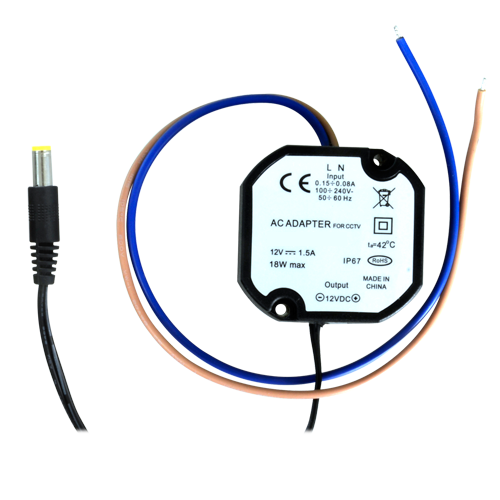 12 volt 1,5A buiten adapter IP67 50x50x25mm - DC1215-W