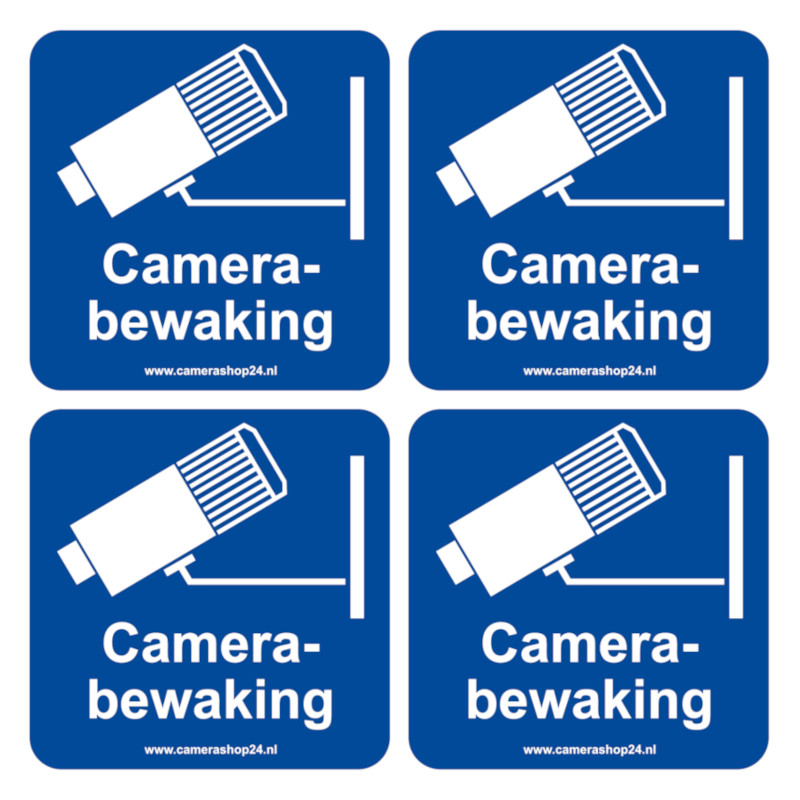 Vinyl sticker camerabewaking - 50x50mm - UV coating - 4 stuks - sk504