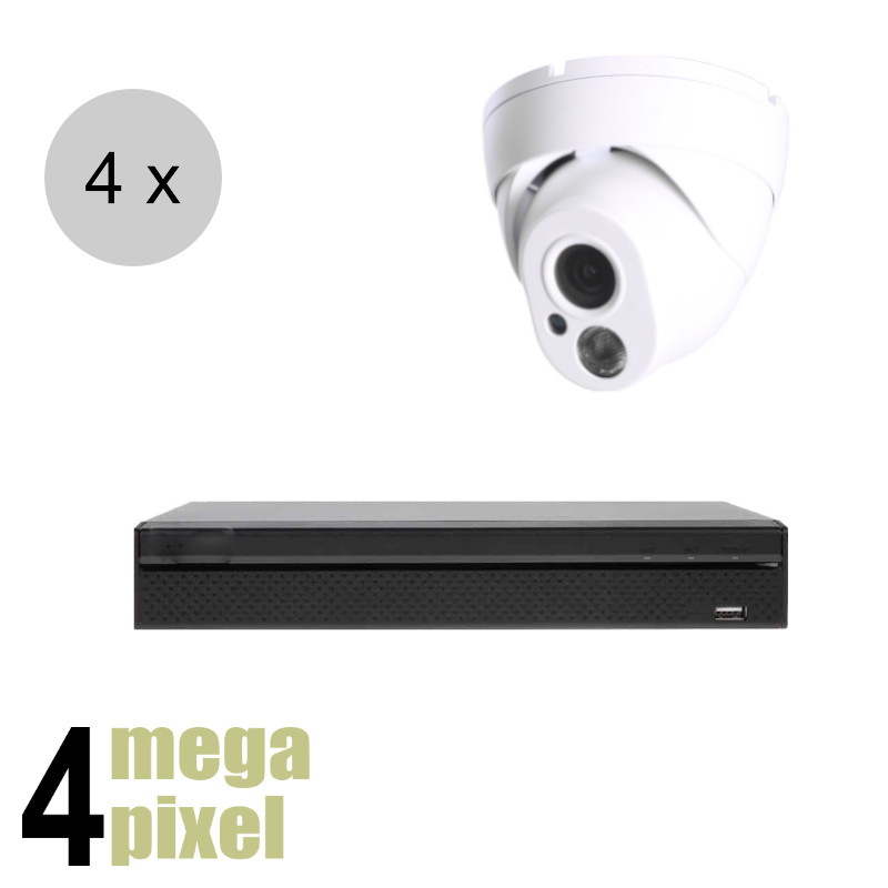 OP = OP: 4 megapixel CVI camerasysteem - 15m nachtzicht - 3.6mm - 4 camera's - K-5104-RB-4M