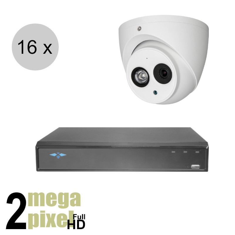 Dahua OEM Full HD CVI camerasysteem - 50m nachtzicht - audio - 16 camera's - cvs1621