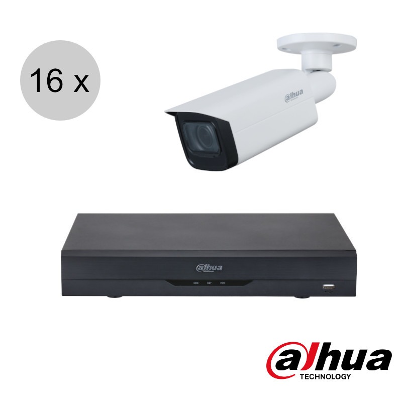 Dahua 4K CVI camerasysteem - 80m nachtzicht - starlight - motorzoom - 16 camera's - cvs1681