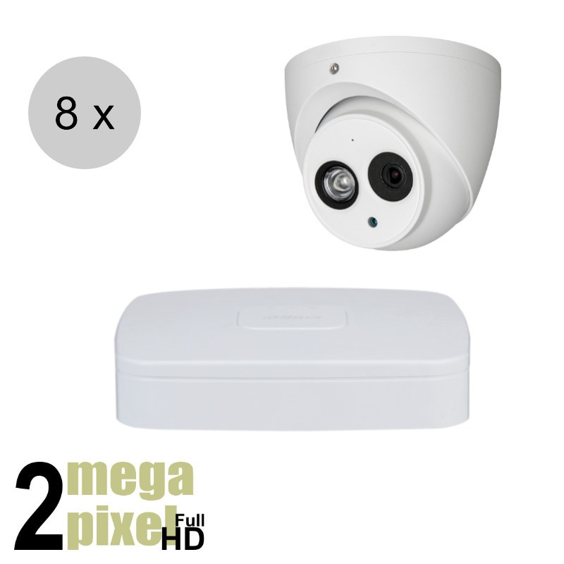 Dahua OEM Full HD CVI camerasysteem - 50m nachtzicht - 8 camera's - cvs262