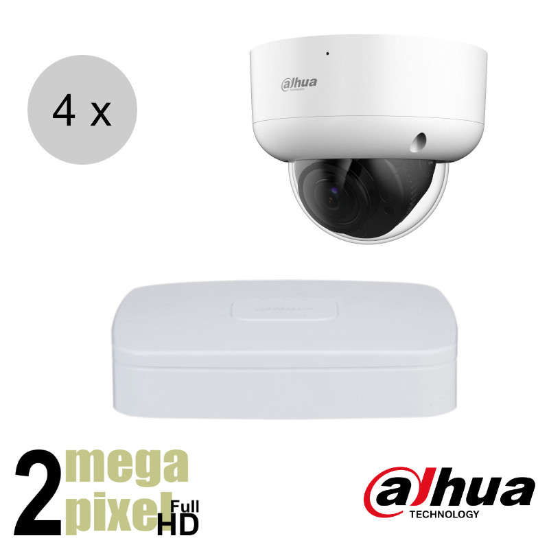 Dahua Full HD CVI camerasysteem - 60m nachtzicht Starlight - motorzoom - 4 camera's - cvs476