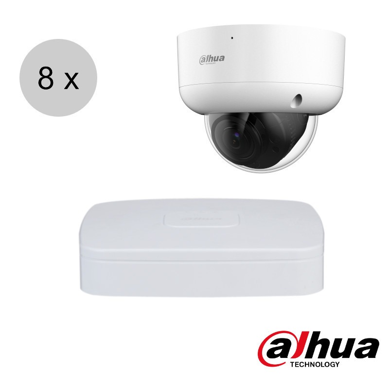 Dahua Full HD CVI camerasysteem - 60m nachtzicht starlight - motorzoom lens - 8 camera's - cvs876