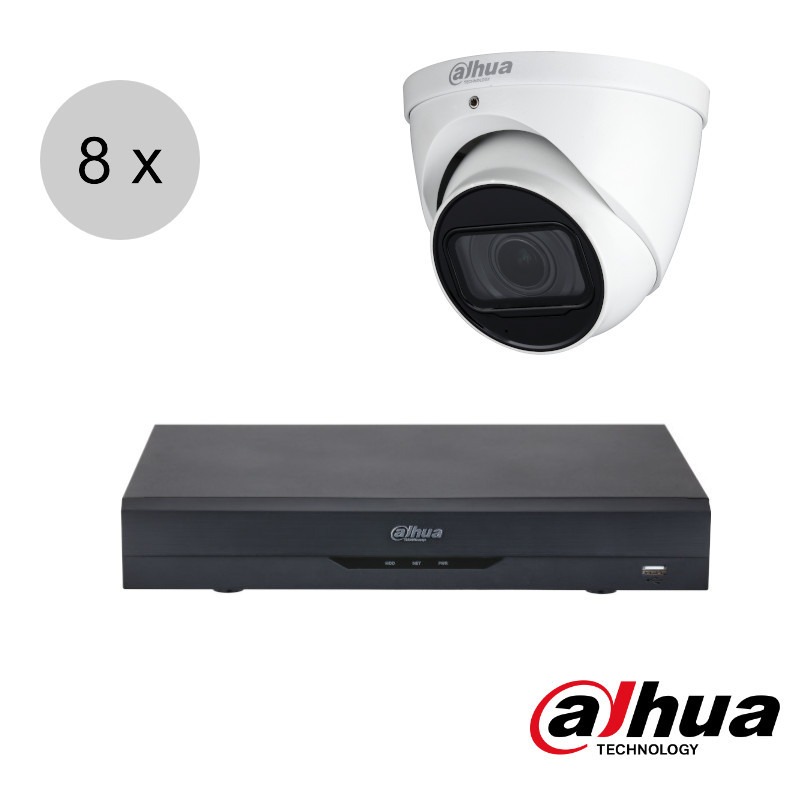 Dahua 5 megapixel CVI camerasysteem - 60m nachtzicht - motorzoom - starlight - 8 camera's - cvs881