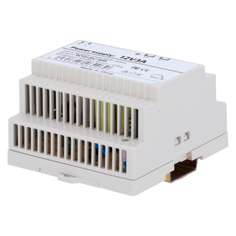 Voedings adapter 12V 3A montage DIN-rail – DC12V3A-DIN-P