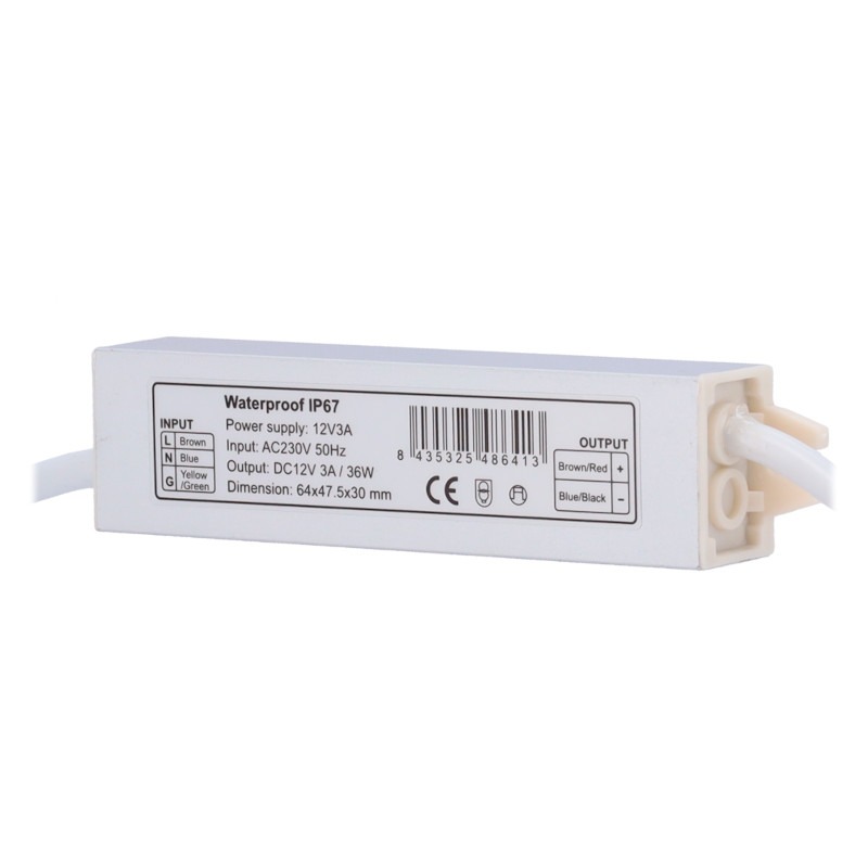12V 3A Buiten Adapter IP67 | Voor CCTV, LED & Elektronica – DC12V3A-IP67