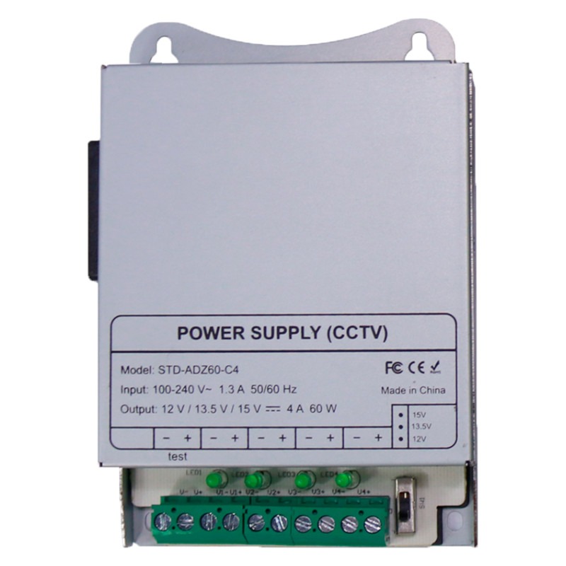 12V 5A Gestabiliseerde Adapter 4 Uitgangen DIN-rail | CCTV & Elektronica – DC12V5A-4-DIN