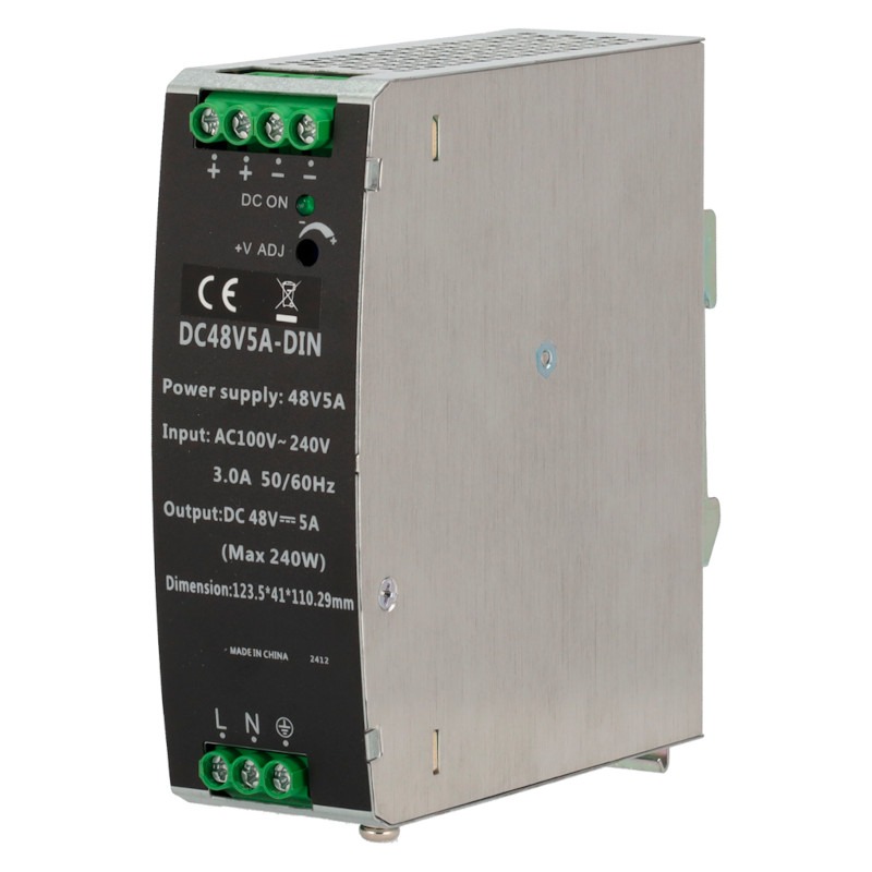 Voedingsadapter 48V 5A Montage DIN-Rail - 2 aansluitingen – DC48V5A-DIN