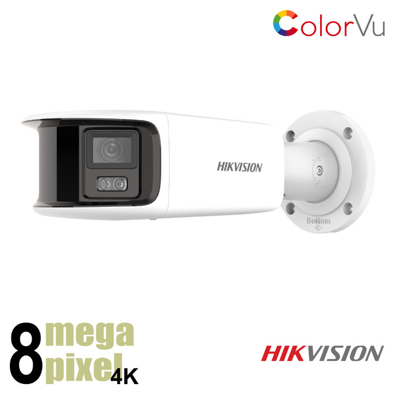 Hikvision 4K ColorVu Panorama camera 4 mm - SD kaart slot - Alarm - DS-2CD2T87G2P-LSU/SL