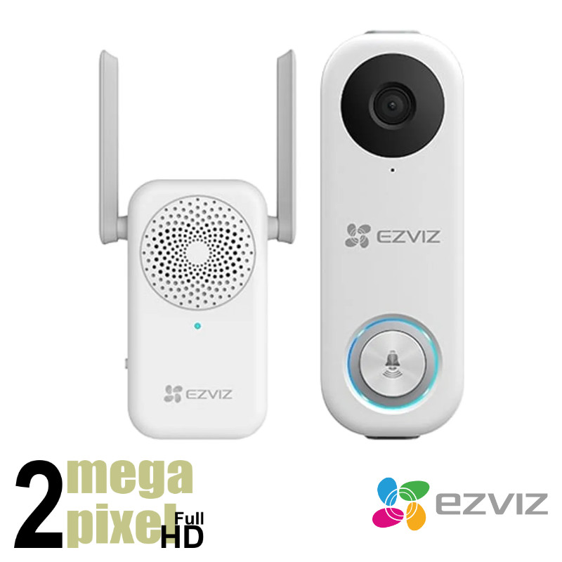 Ezviz Full HD Wifi deurbel kit met Gong en Travo - 2,1 mm lens - EZDB1CK