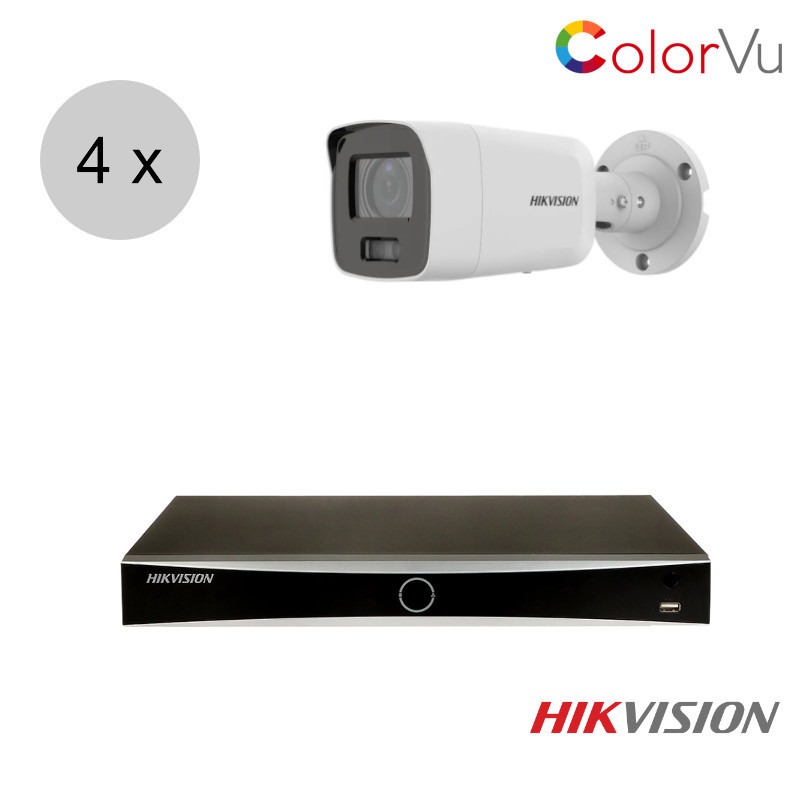 Hikvision 4K/8MP IP camerasysteem - 4 camera's - ColorVu - hik002