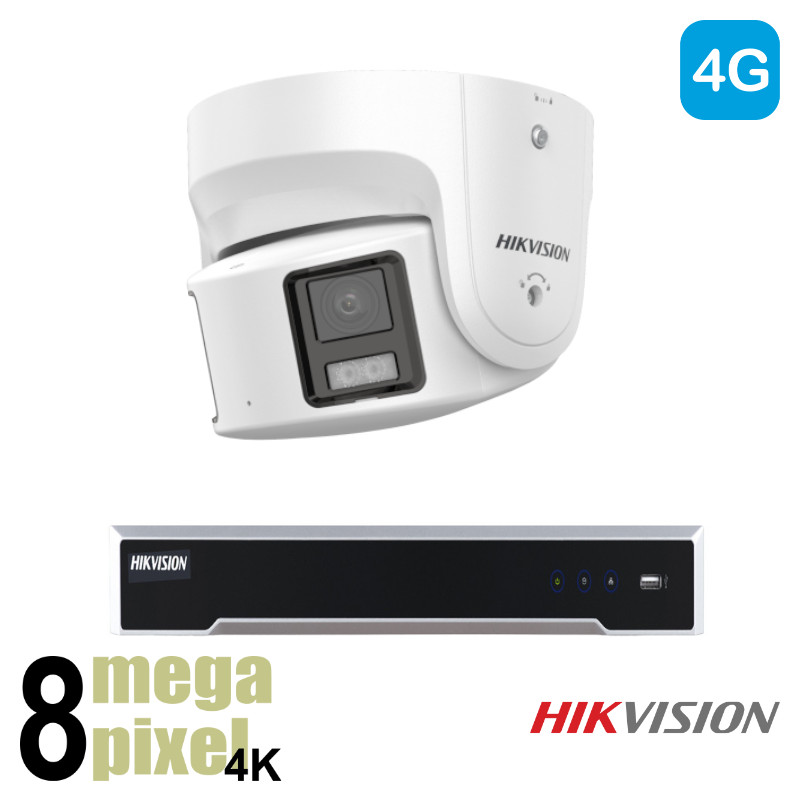 Hikvision 4G NVR in combinatie met één ColorVu 4K panorama camera - 4gs18h1